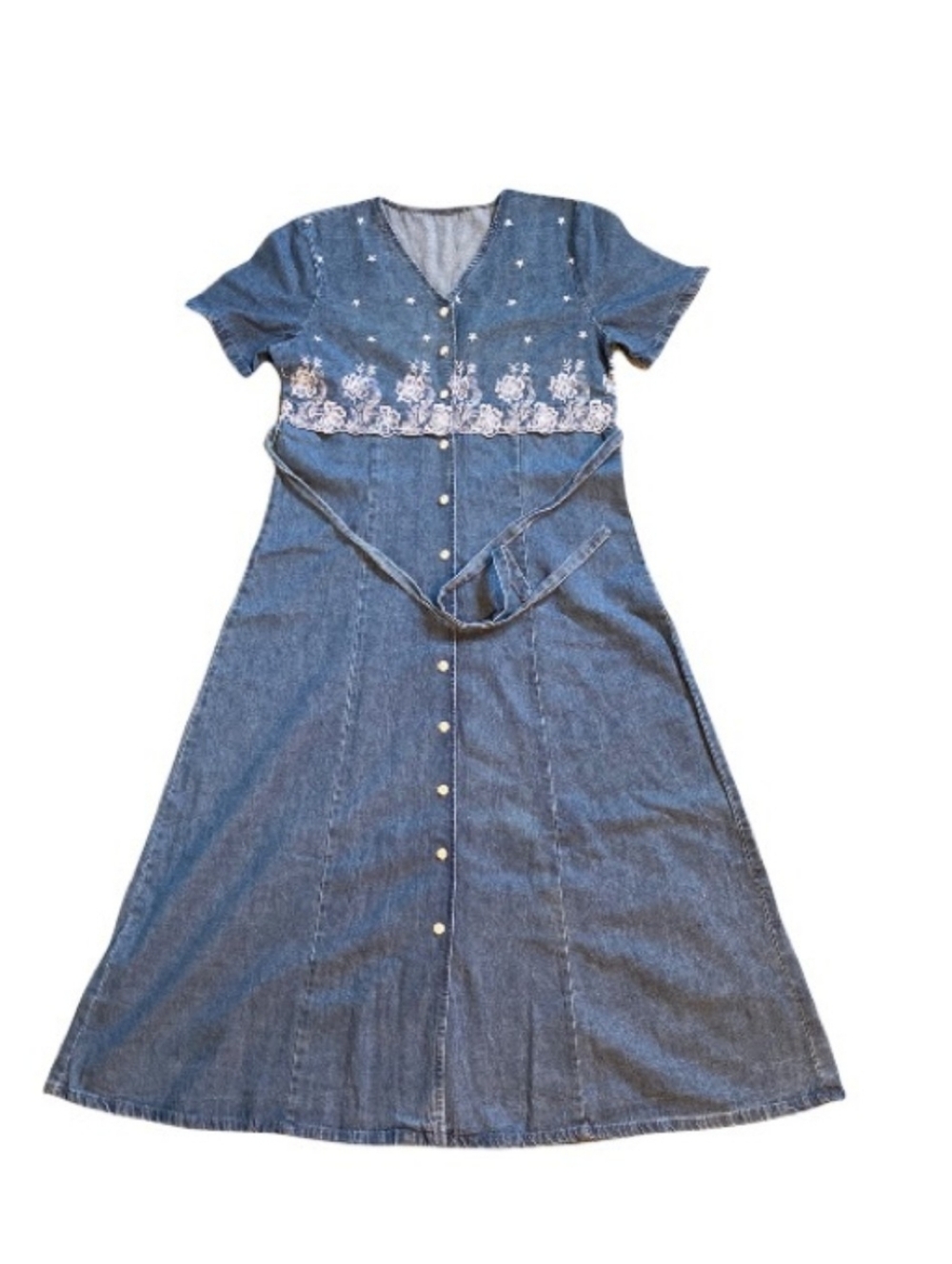 Vintage style JEAN DRESS WITH LACE FRONT SIZE SMALL